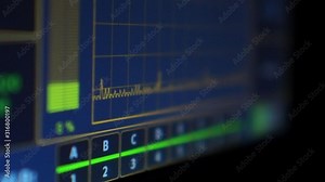 Statistic graph on a computer monitor showing bandwidth usage in a data center, with copy space. Stock Video