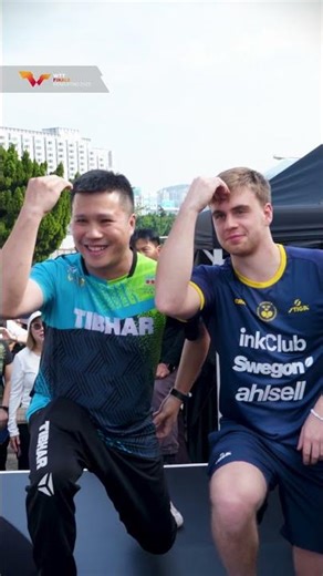 Truls Moregard brought the vibes to the #WTTFinals Park earlier today 😎🫡#WTTHongKong #TableTennis