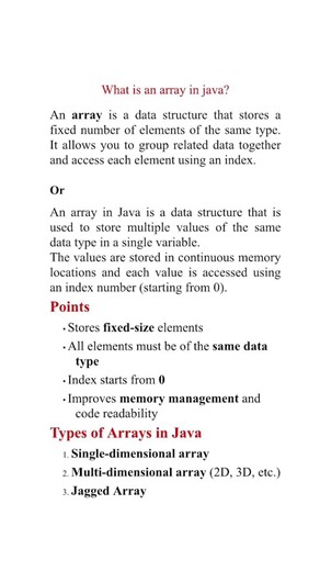 array in java| types of array? #arraysinc #interview #arraytypes #java #education #coding