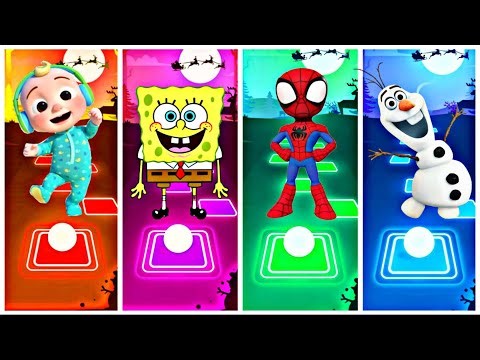 COCOMELON🆚SPONGEBOB🆚SPIDERMAN🆚OLAF| Tiles Hop EDM Rush🎶 #trend