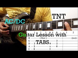 TNT - ACDC: Guitar Lesson with ON SCREEN TABS - Whole Song Tutorial