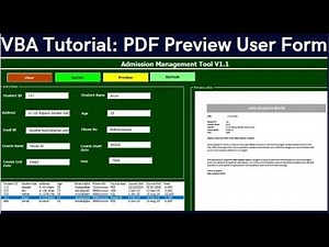 VBA Tutorial: PDF Preview User Form. #Excel #VBA and #SQL