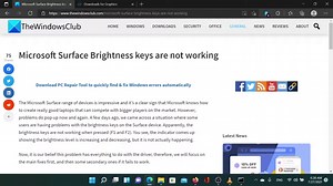 Microsoft Surface Brightness keys are not working