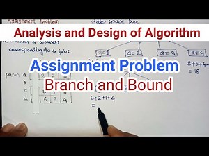 Assignment problem using branch and bound | Analysis and design of algorithm | DAA | ADA