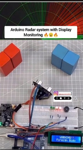 Radar System with Live Display Monitoring using Arduino | Ultrasonic Radar Project #shorts #arduino