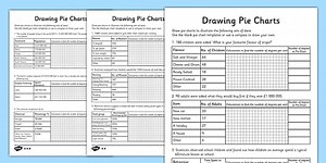 Differentiated Drawing Pie Charts Worksheet Pack