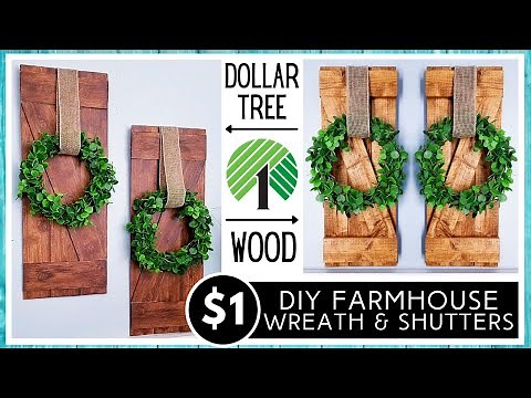 DOLLAR TREE DIY SHUTTERS | 2 STYLES | Cozy Farmhouse Home Decor | Easy Wreath & Real Wood Tutorial!