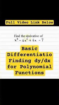 AP Calculus AB | CBSE Class 12 Maths | Basic Differentiation: Finding dy/dx for Polynomial Functions