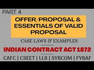 Offer | Proposal | Essentials of valid Offer | Indian Contract Act | With Examples and Caselaws