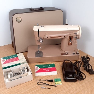 Vtg Singer 404 Heavy-Duty Slant Needle Sewing Machine w/Accessories Tested Works | eBay
