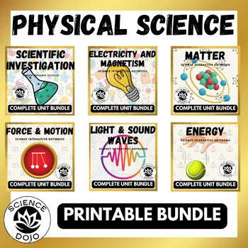 Physical Science Notebook Curriculum Unit Bundle - Matter, Energy, Motion, Waves
