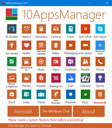 10AppsManager: Tool to uninstall, reinstall preinstalled Microsoft Store apps