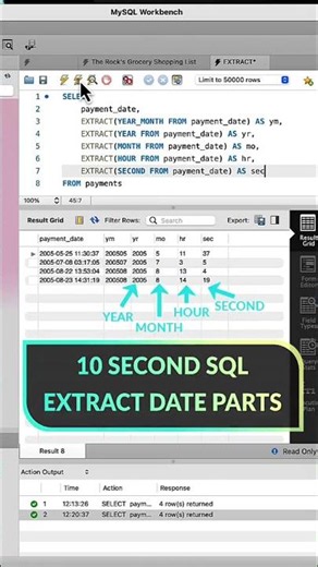 Learn SQL: Extract Date Parts (in 10 seconds) #sql