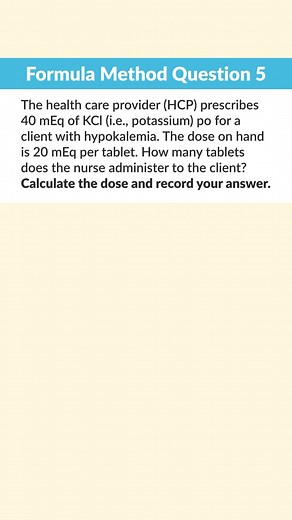 26K views · 377 reactions | Med Math Formula Method Practice Question -- easy one today to help learn the formula! | SimpleNursing | Facebook