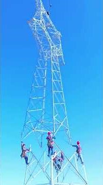 High voltage line power tower installation