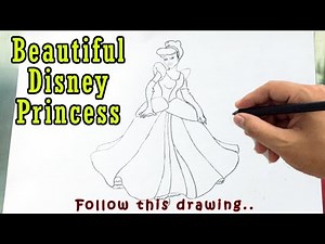 Disney Princess Drawing Easy | How to Draw Princesses Beautiful Sketch Tutorial