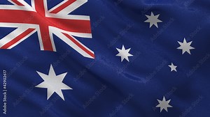 Seamless loop of the Australian Flag waving in the wind