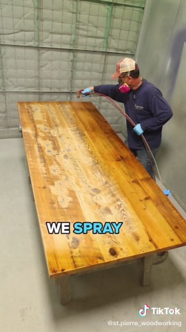 Three reason spraying lacquer finish is my favorite 1. It’s durable 2. It’s waterproof 3. It doesn’t need maintenance #stpierre #lacquer #woodfinish