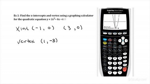 How to Use a Graphing Calculator to Find the X-intercepts & Vertex of a Quadratic Function | Precalculus | Study.com
