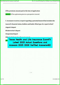Texas Health and Life Insurance ExamFX Latest 2025 Actual Questions and Answers 2025 2026 Verified