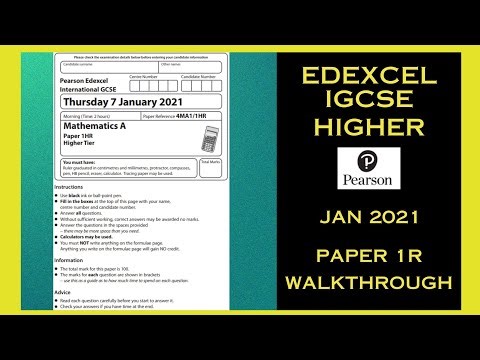 Edexcel International GCSE Maths Higher - January 2021 - Paper 1R - Worked Solutions