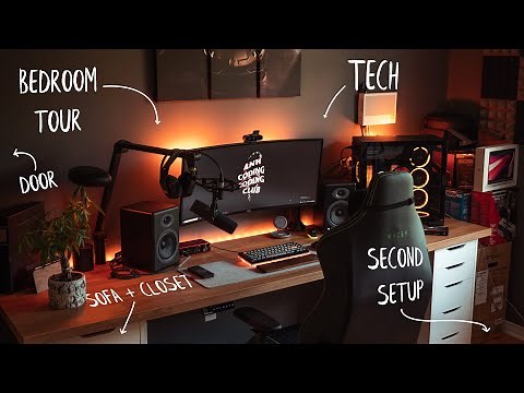 MODERN Tech BedRoom Tour Home Office Setup and Workspace 2021