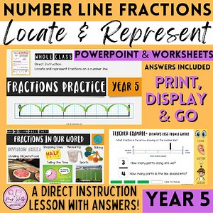 Fractions on a Number Line | Direct Instruction Lesson PowerPoint & Worksheets