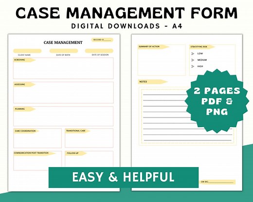 Case Management Form: Client Documentation Template (PDF & PNG) - Etsy