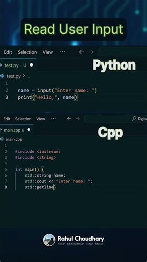 #Python | #C++ | Read User Input: Python vs C++ | #programming