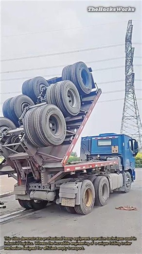 Incredible Folding Trailer Design! #heavyequipment #machinery #folding #truck #logistics