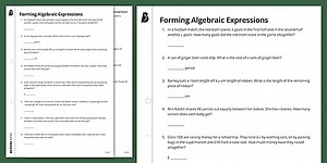 Writing Algebraic Expressions Worksheet