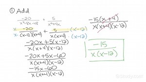 Adding Rational Expressions Involving Different Quadratic Denominators | Algebra | Study.com