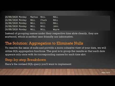 How to Remove Nulls and Fix Alignment in SQL Server Query Results