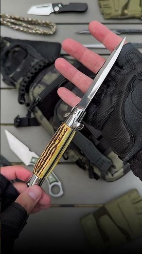 Italian Stag stiletto switchblade knife 🔥