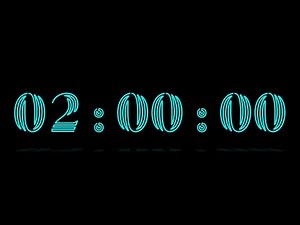 2 Hours Countdown Timer with Alarm & Time Markers / Chapters - Neon - Blue - 120 Minutes