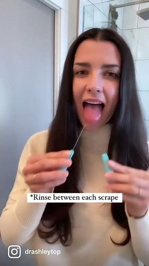 Dentist shows how to use a Tongue Scraper