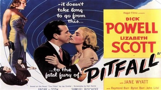 ASA 🎥📽🎬 Pitfall (1948) a film directed by André De Toth with Dick Powell, Lizabeth Scott, Jane Wyatt, Raymond Burr, John Litel