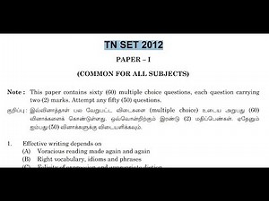TN SET Paper I - Old Question paper  with Key | Tamil & English