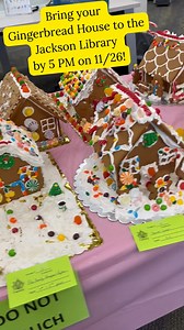 19 reactions | The Gingerbread House Contest is under way! Join in the fun by bringing in your Gingerbread creation by 5 PM on Wednesday, November 26. Then stop in on Saturday, November 29 from 10 AM - 3PM to vote as part of Holiday Fest! | Jackson County Library | Facebook
