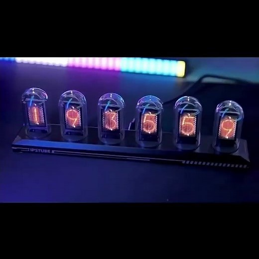 Nixie Tube Clock Glow RGB LED IPS Colour Screen Digital Clock DIY Anal