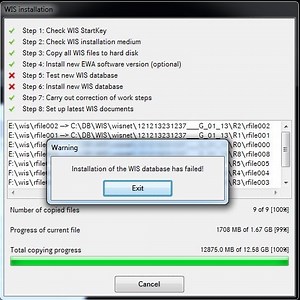 WIS installation: error code 42, attach database fail