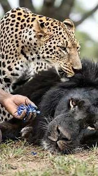 🦁 Black Lion Poisoned by Snake — Saved by Tribal Warrior & Leopard