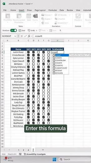 How to create an attendance tracker in Excel using the new checkboxes! ✅
