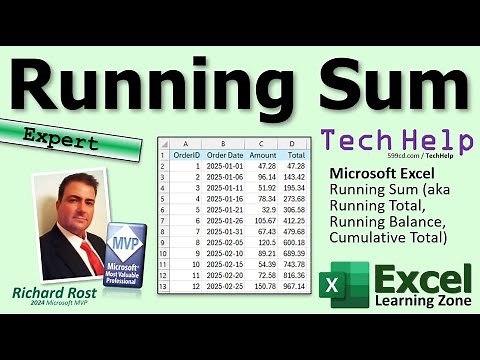 Microsoft Excel Running Sum aka Running Total, Running Balance, Cumulative Total