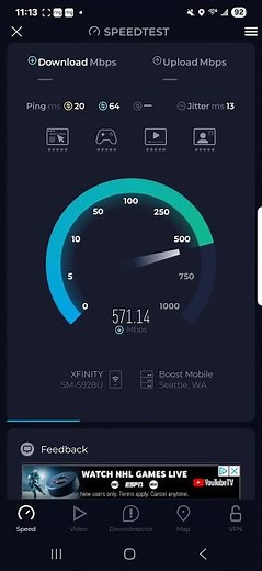 Xfinity 2.1 GBPS download & 300 MBPS upload speed test