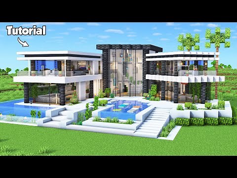 Minecraft: ULTIMATE MODERN HOUSE TUTORIAL (Easy to Follow) #76 - Interior in Description!