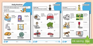 ESL Daily Routines Worksheet [Kids, A1-A2]