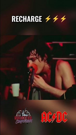Even the most explosive rockstar, Angus Young needs to recharge 🎸 #classicrock #acdc #angusyoung