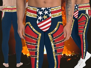 Mens Patriotic Wrestling Leggings: Glam Rock Rave Tights - Etsy