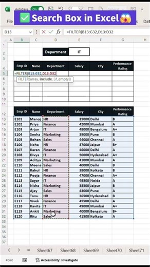 ✅Search box in excel #exceltips #exceltutorial #exceltricks #excelformula #excelfunction #excel